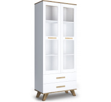 Шкаф-витрина 800 Вега Скандинавия (глянец, белый + дуб каньон)