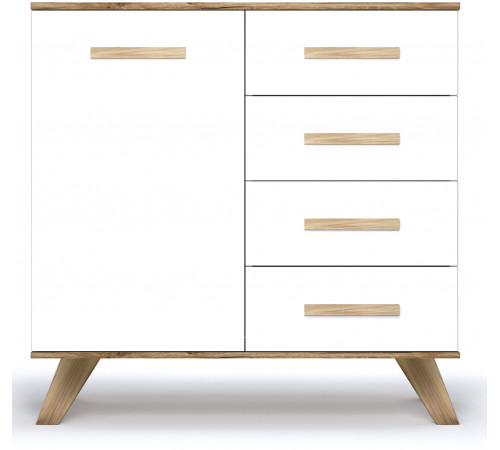 Комод 900 Вега Скандинавия (глянец, белый + дуб каньон)