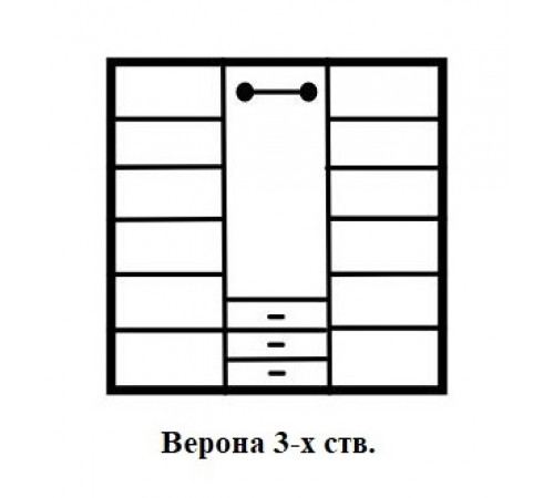 Трехстворчатый шкаф для одежды Верона MUR-102-03 st с зеркалом Трехстворчатый шкаф для одежды Верона MUR-102-03 st с зеркалом