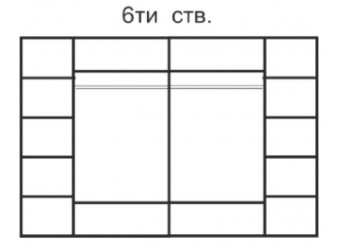 Шестистворчатый шкаф для одежды с зеркалом Rimini Solo РМШ1/6 (s) (черный)